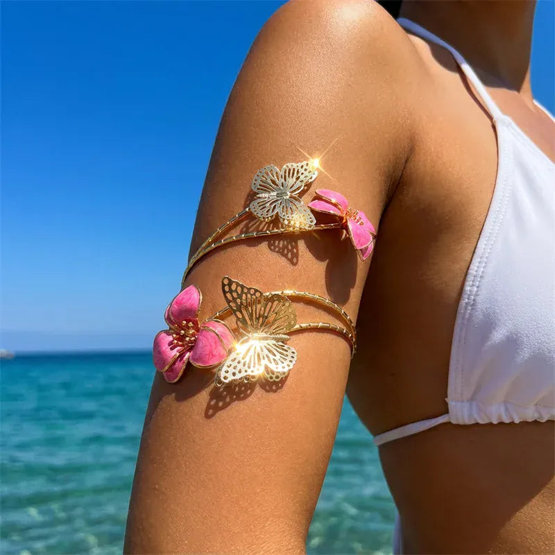 Bracelet de Bras Papillons Fleurs