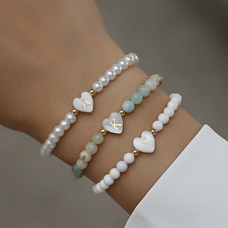 Bracelet Perles Coeur Initial