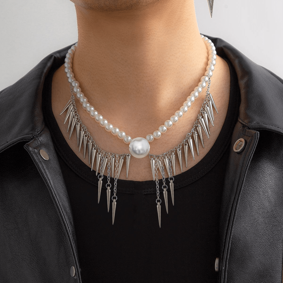 Chaine argent homme collier de perle