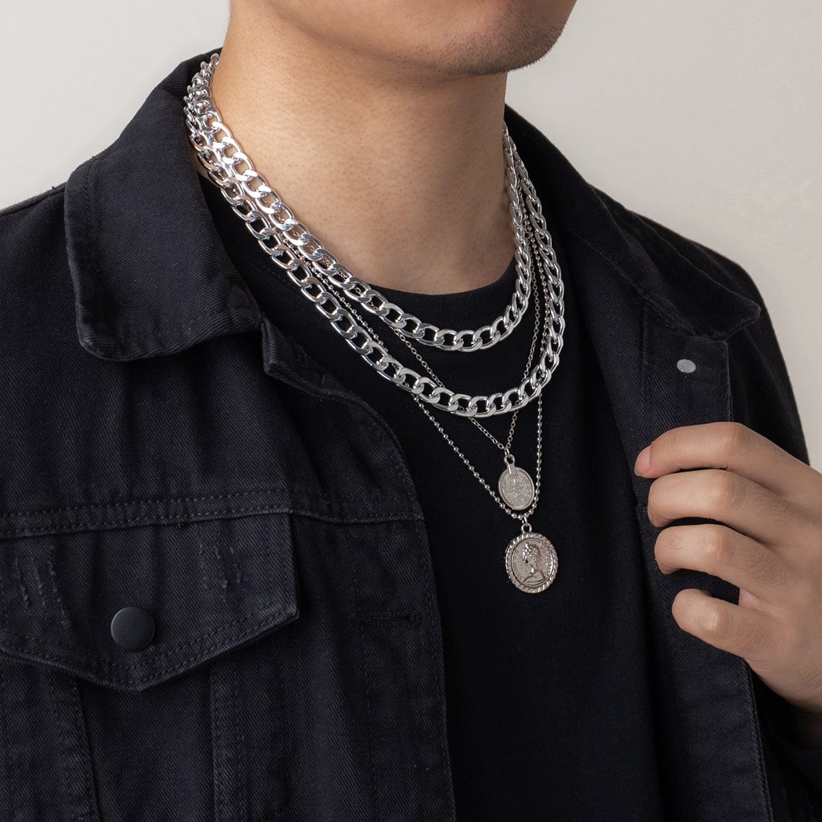 Chaine collier homme argent