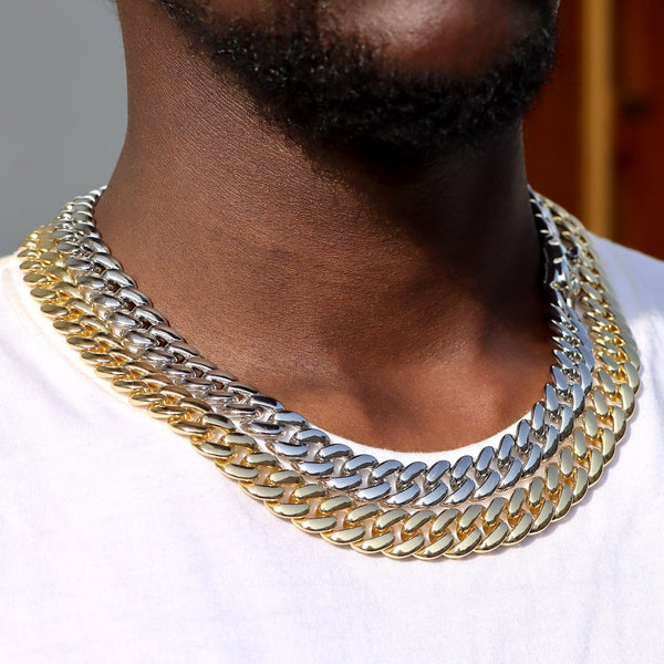 Chaîne Cuban Link Argent Homme Godlovu - 5mm Acier Inoxydable | Longueurs 46-66cm | Brillant Et Hypoallergénique