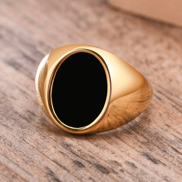 Mens Gold Oval Signet Ring | Chain Jewelry - Chaîne Bijoux