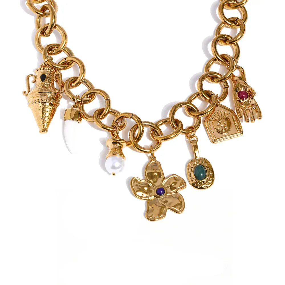 Collier Breloques Acier Inoxydable