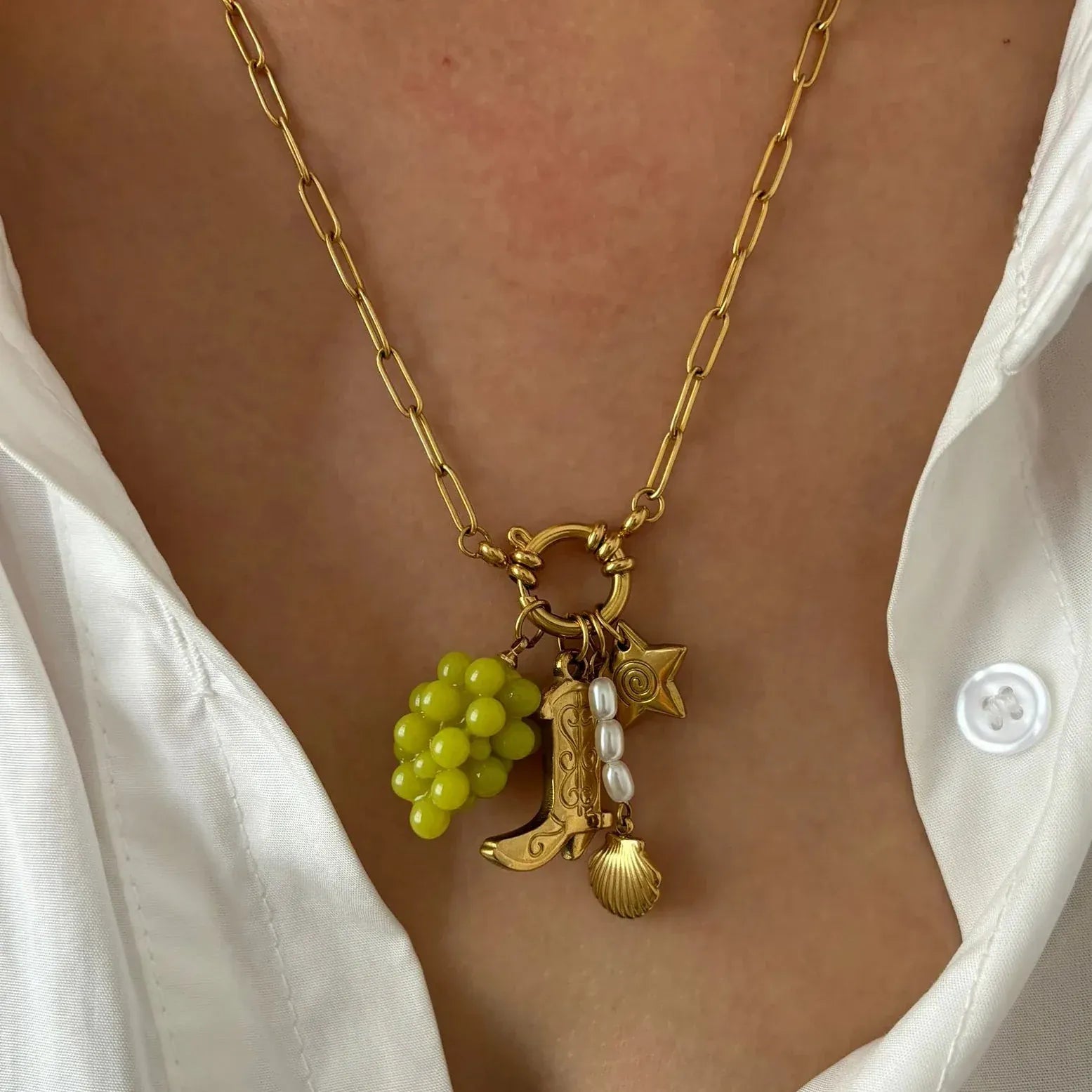 Collier Breloques Vert