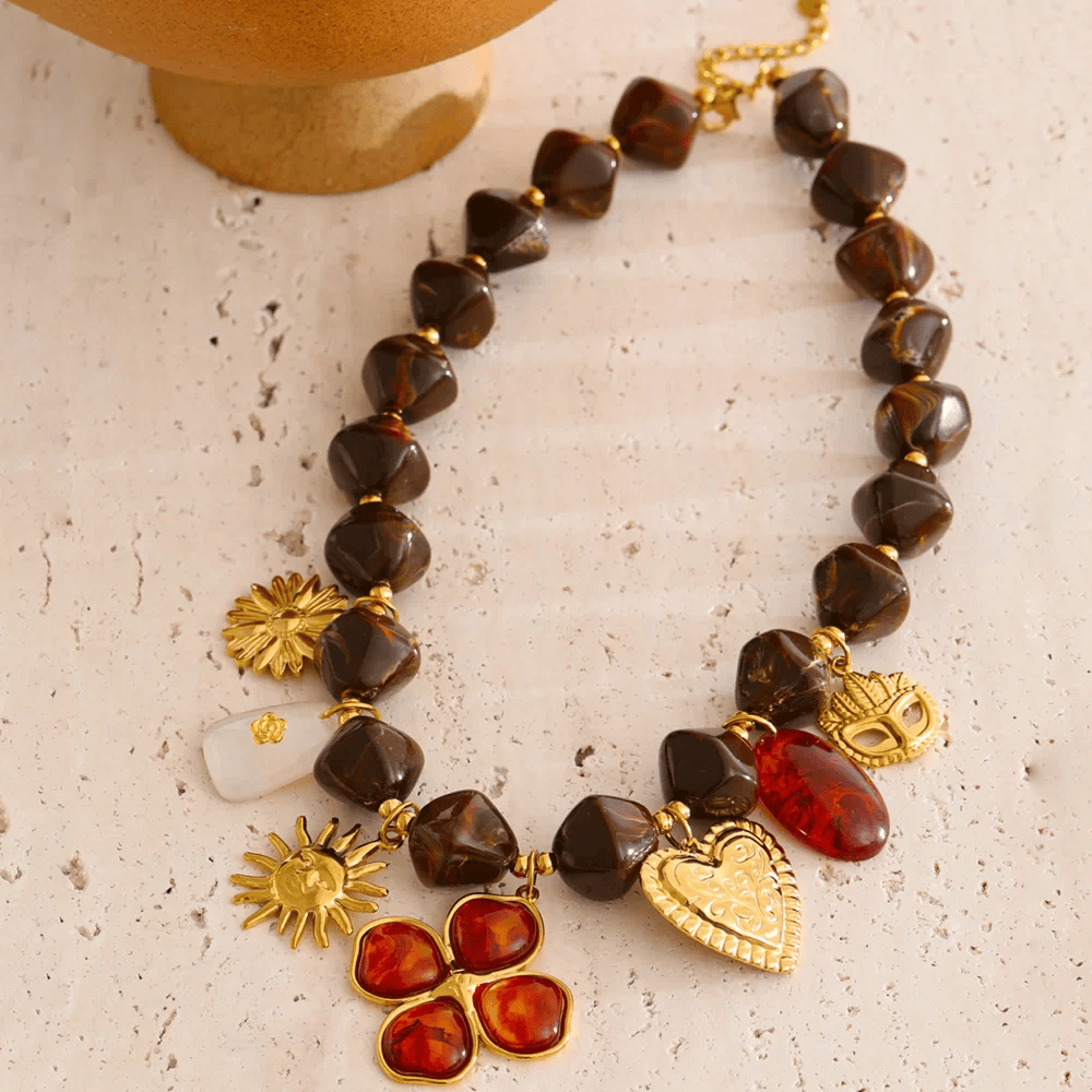Collier Charm Marron
