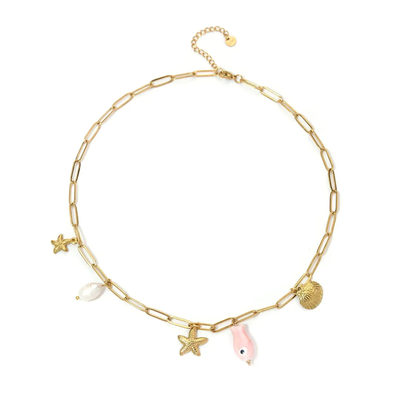 Collier Charms Rose Or