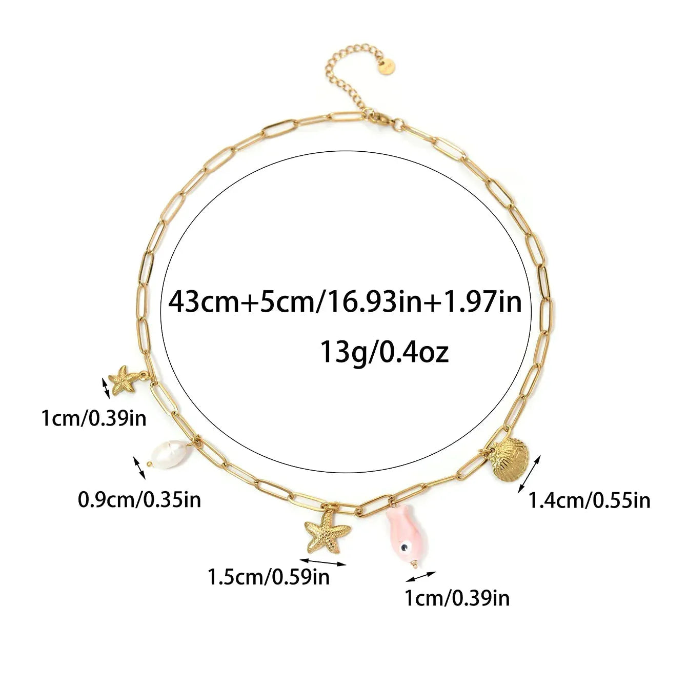 Collier Charms Rose Or