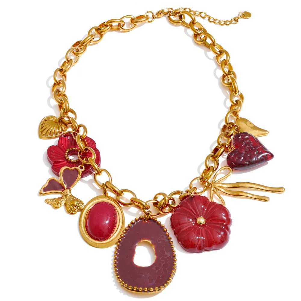 Collier Charms Rouge