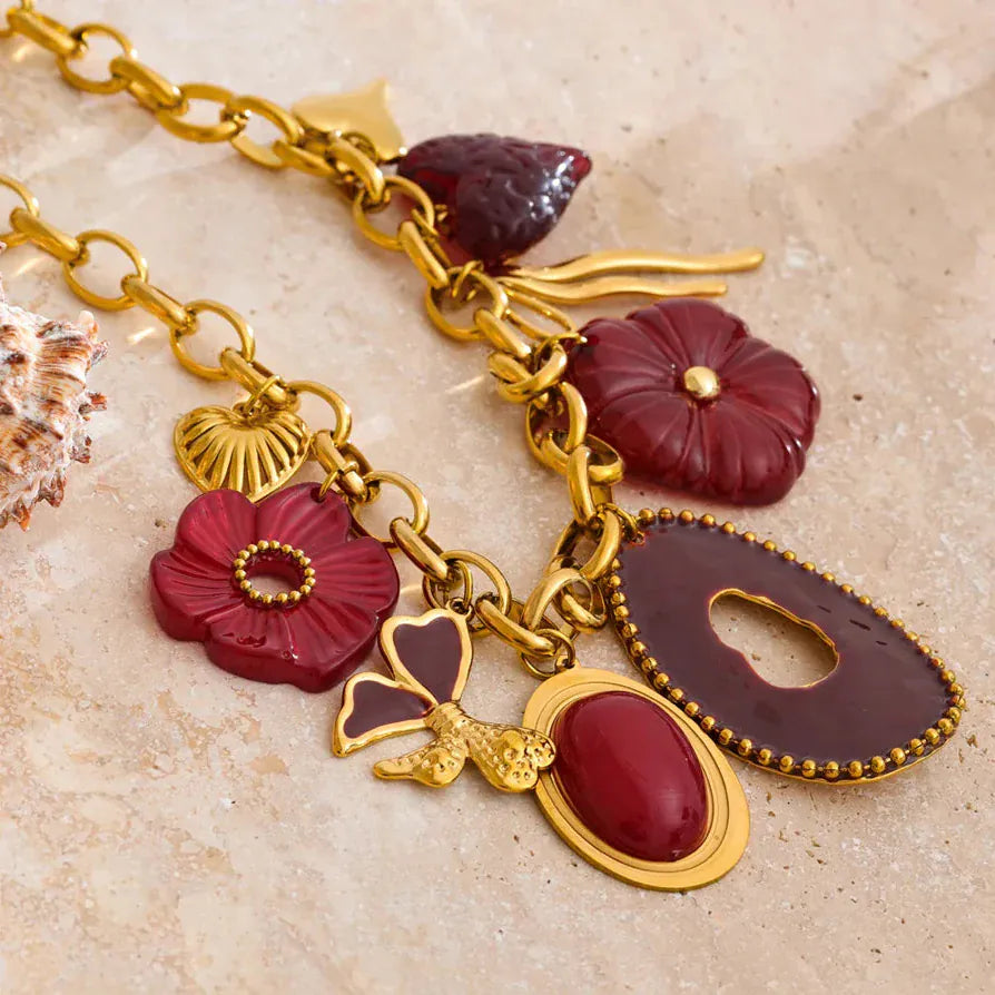 Collier Charms Rouge