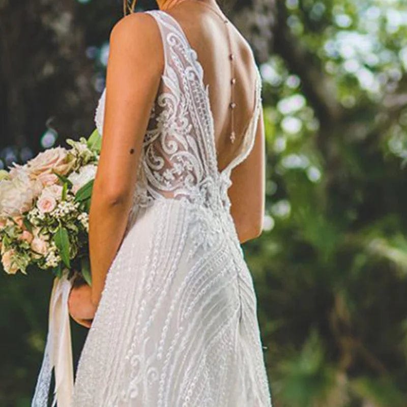 Back necklace wedding dress best sale