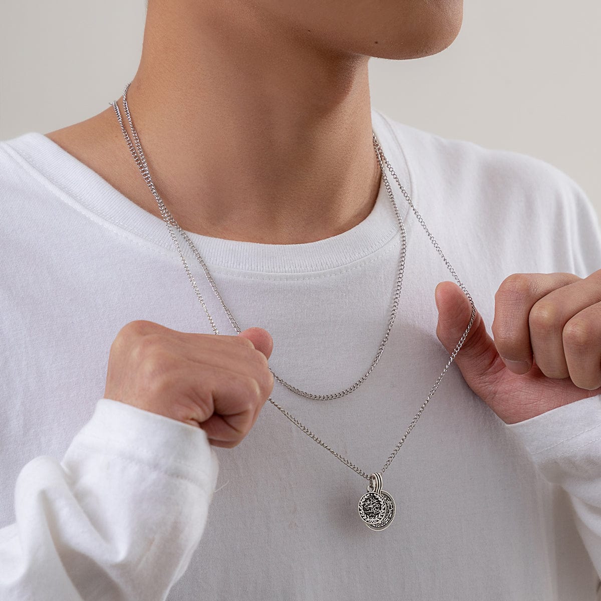 Collier double chaine homme