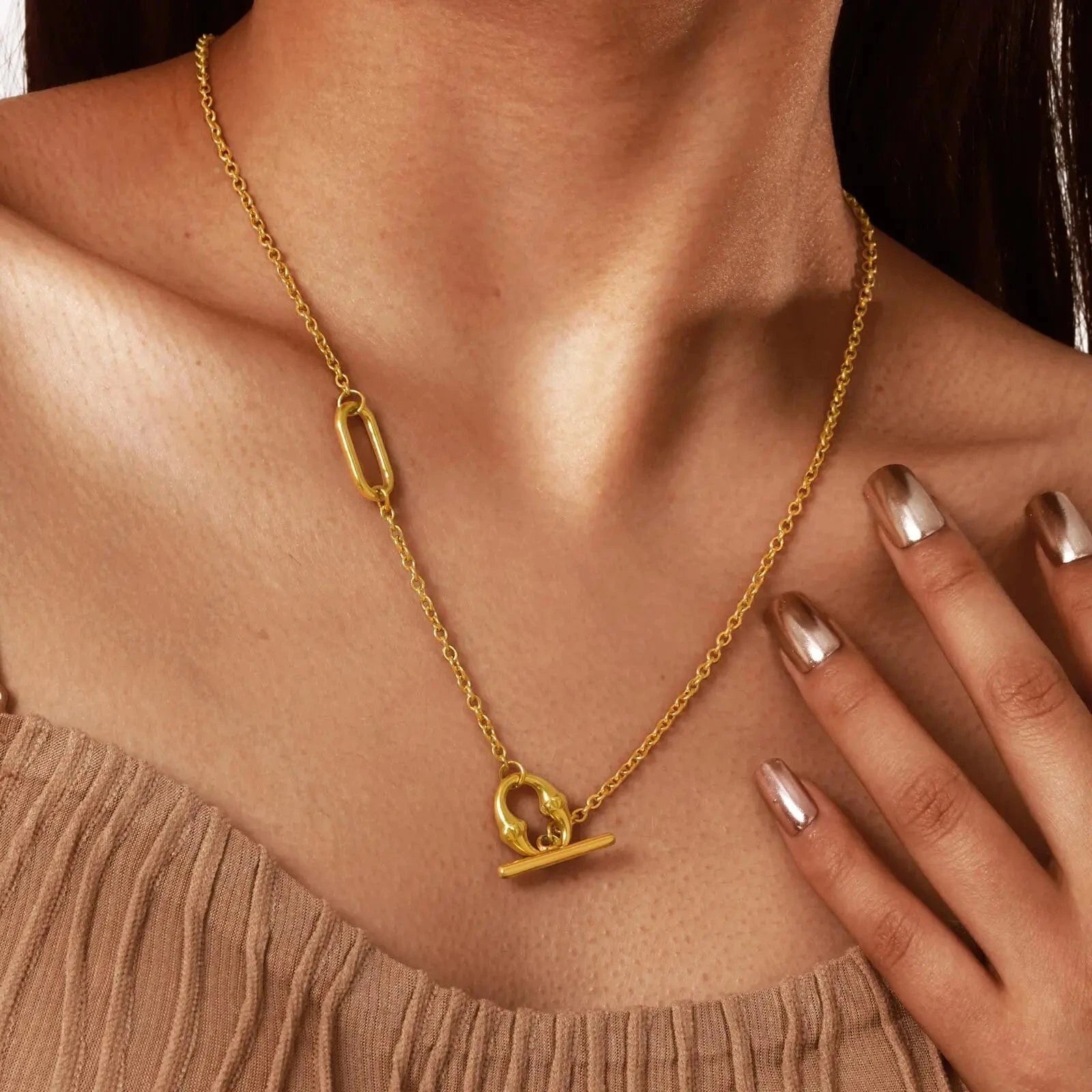 Collier Fermoir en T Or