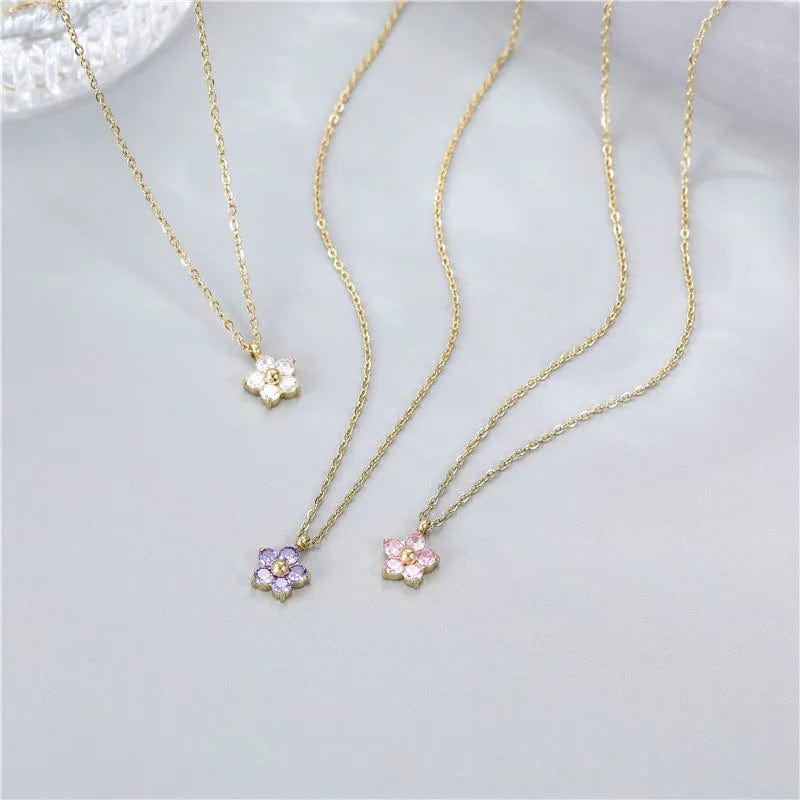Collier Fleur Acier Inoxydable