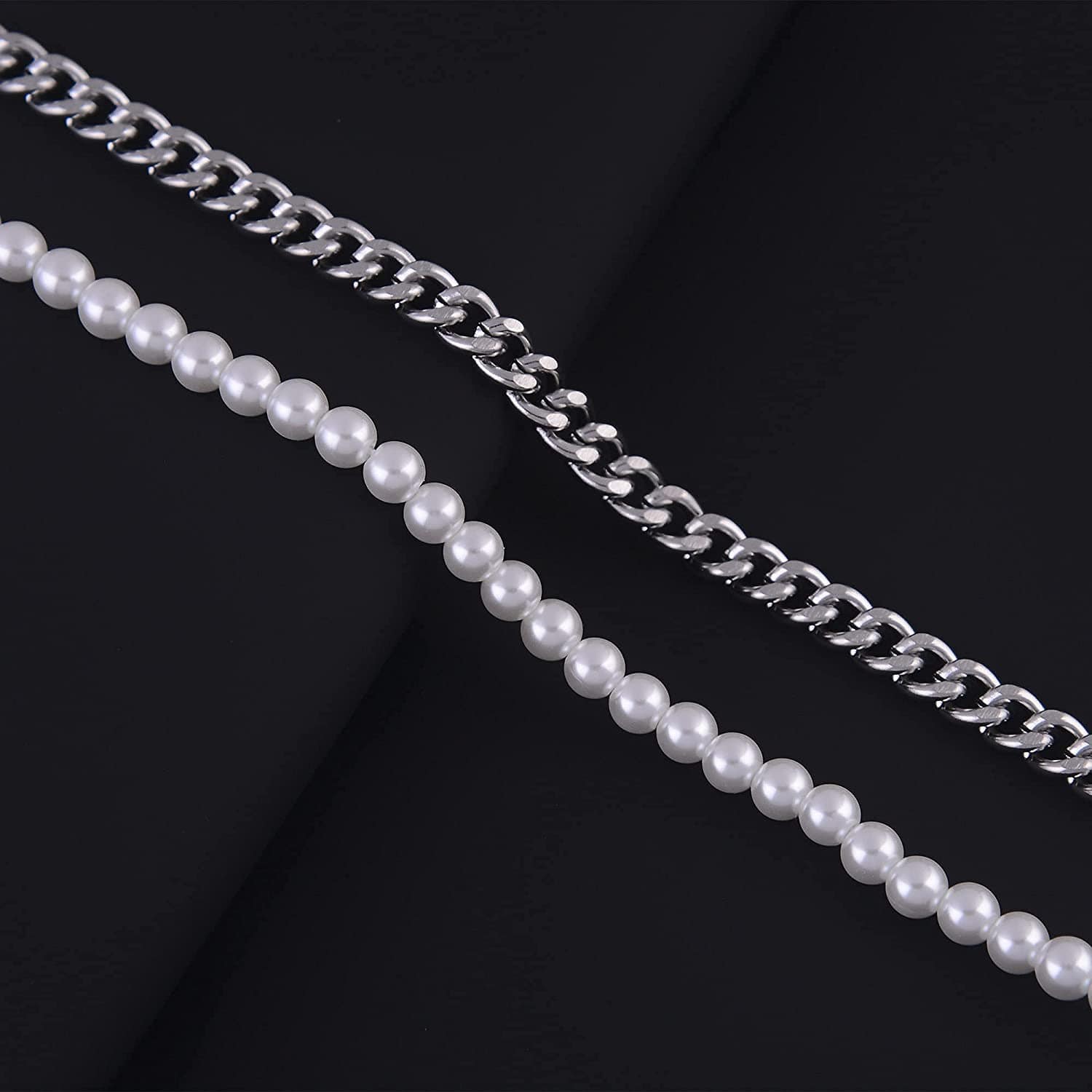 Collier mi perle mi chaine homme