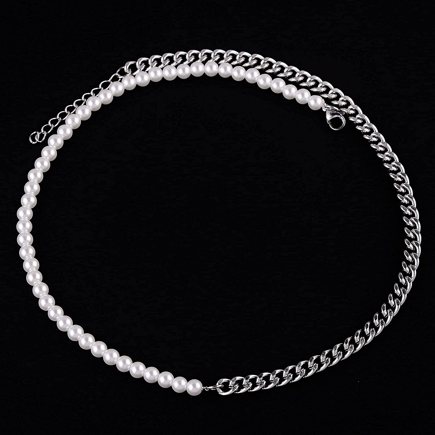 Collier mi perle mi chaine homme