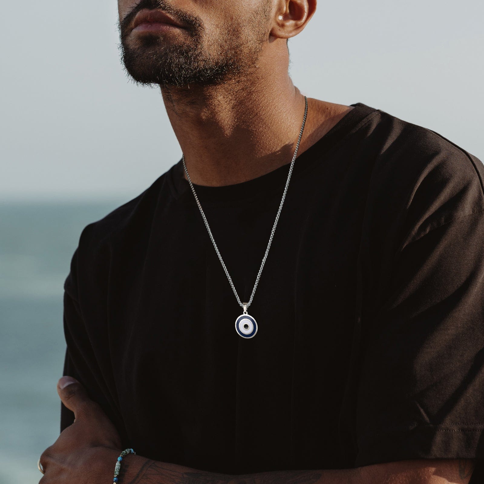 Collier oeil grec Homme