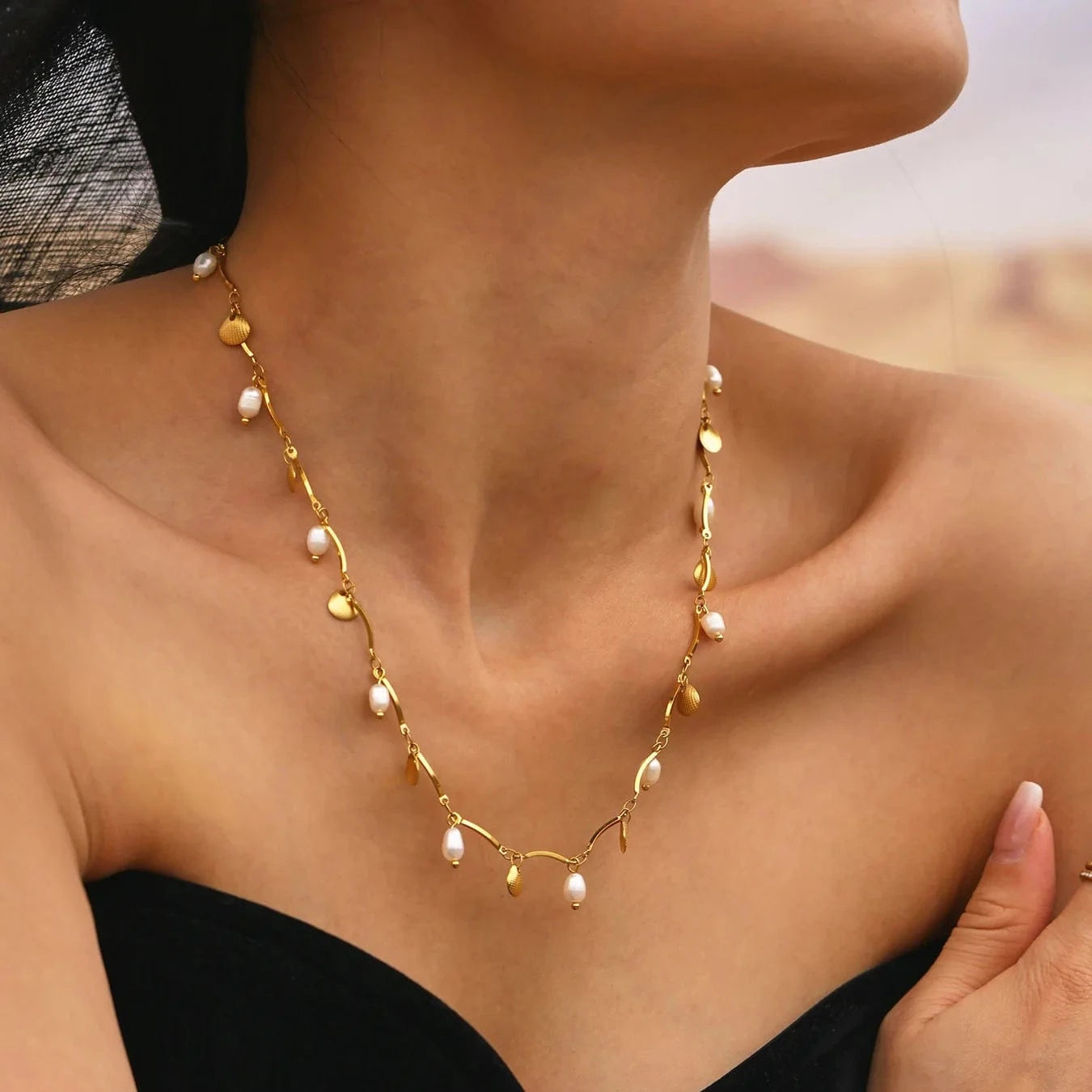 Collier Pampille Coquillage Or