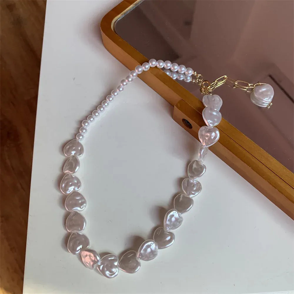Collier Perle Ras de Cou Coeur