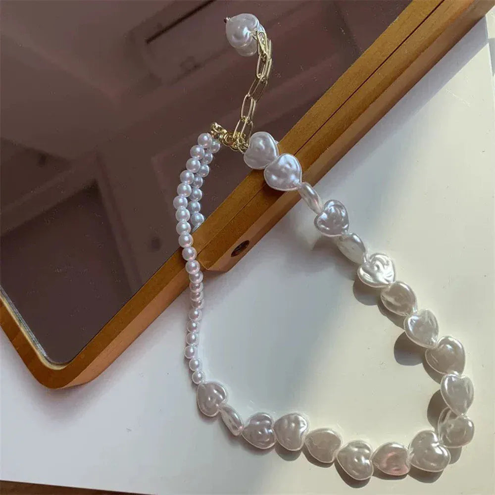Collier Perle Ras de Cou Coeur