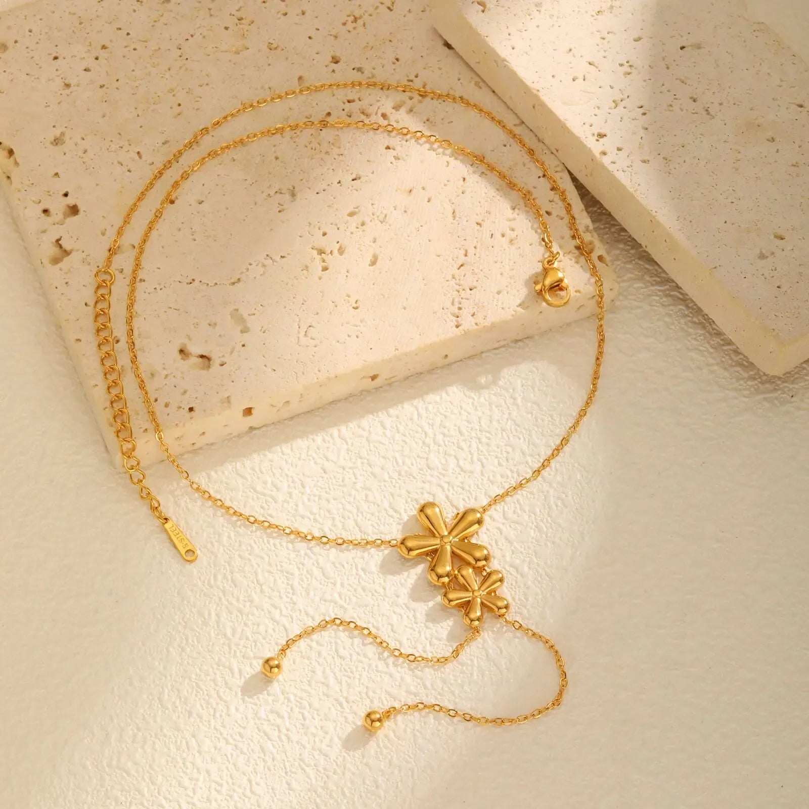 Collier Sautoir Fleur Or
