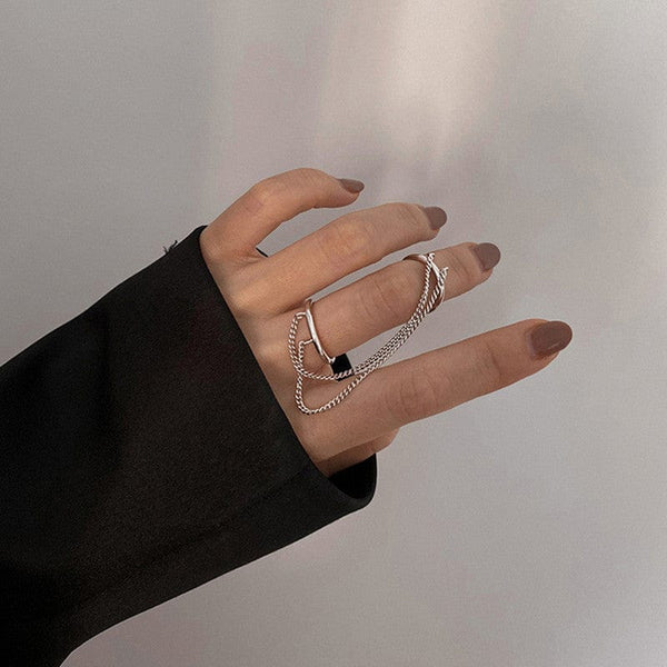 Double Ring With Chain | Chain Jewelry - Chaîne Bijoux