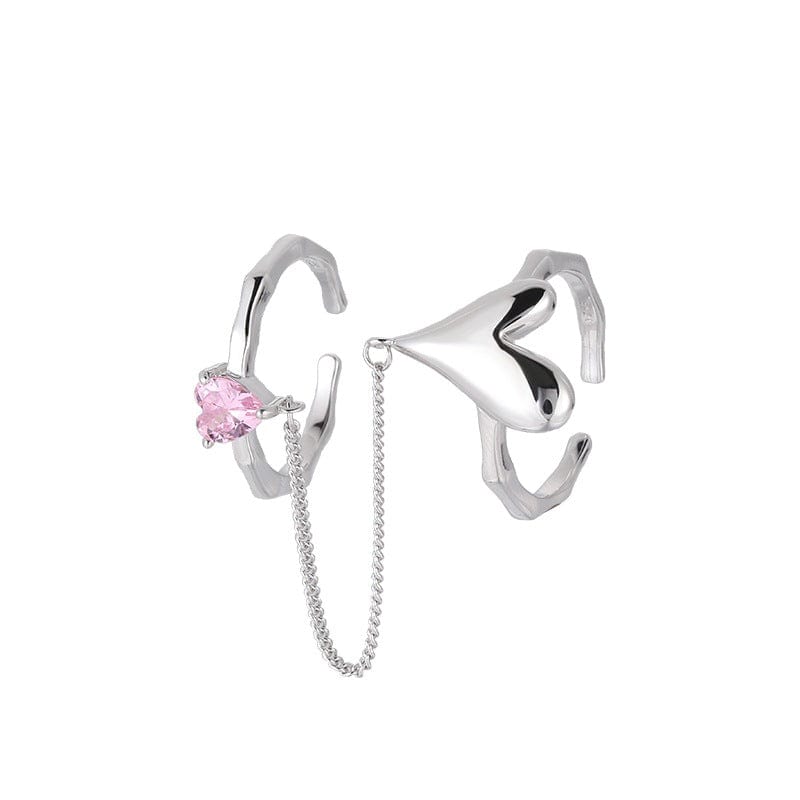 Double Bague Chaine Coeur