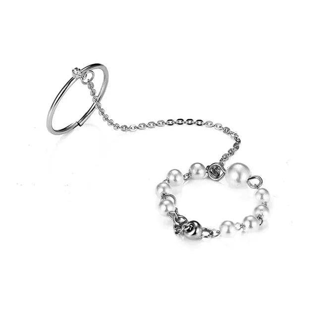 Double Bague Chaine Perle