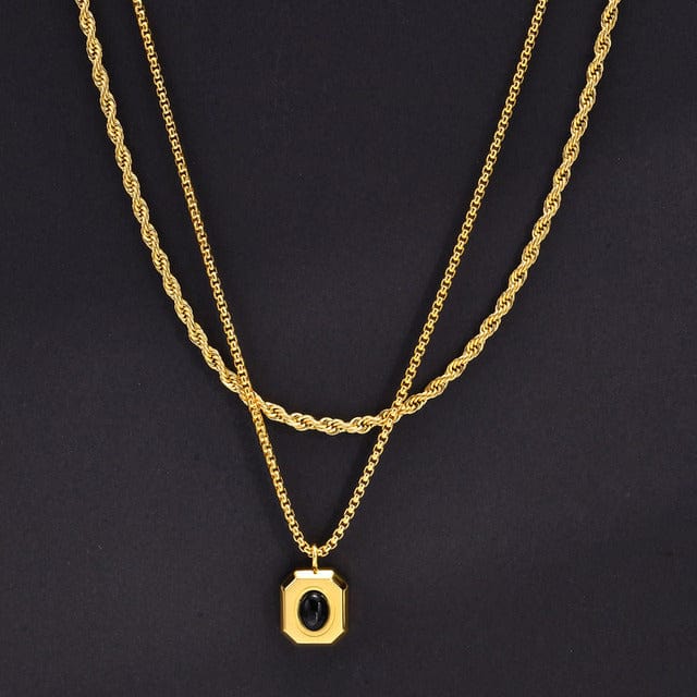 Double chaine pendentif homme