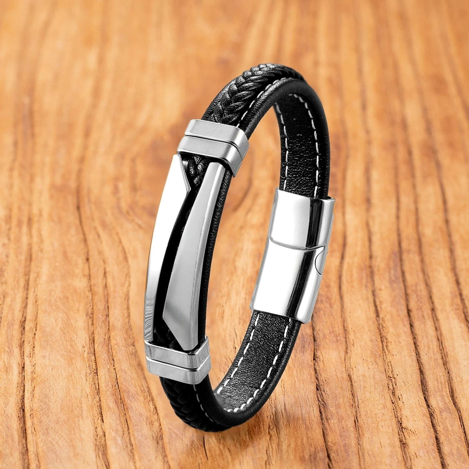 Gourmette Homme Cuir et Acier