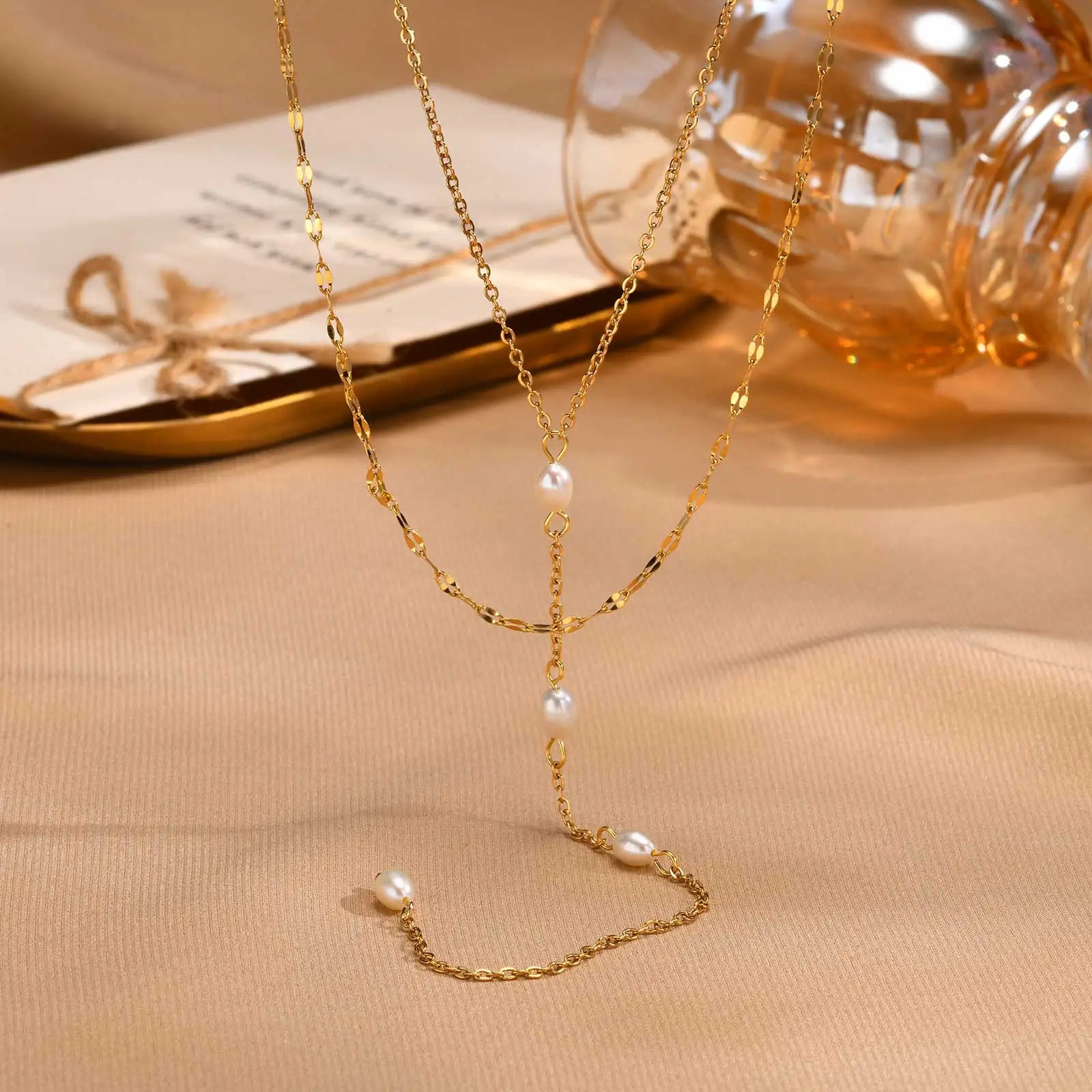Sautoir Double Rang avec Perle