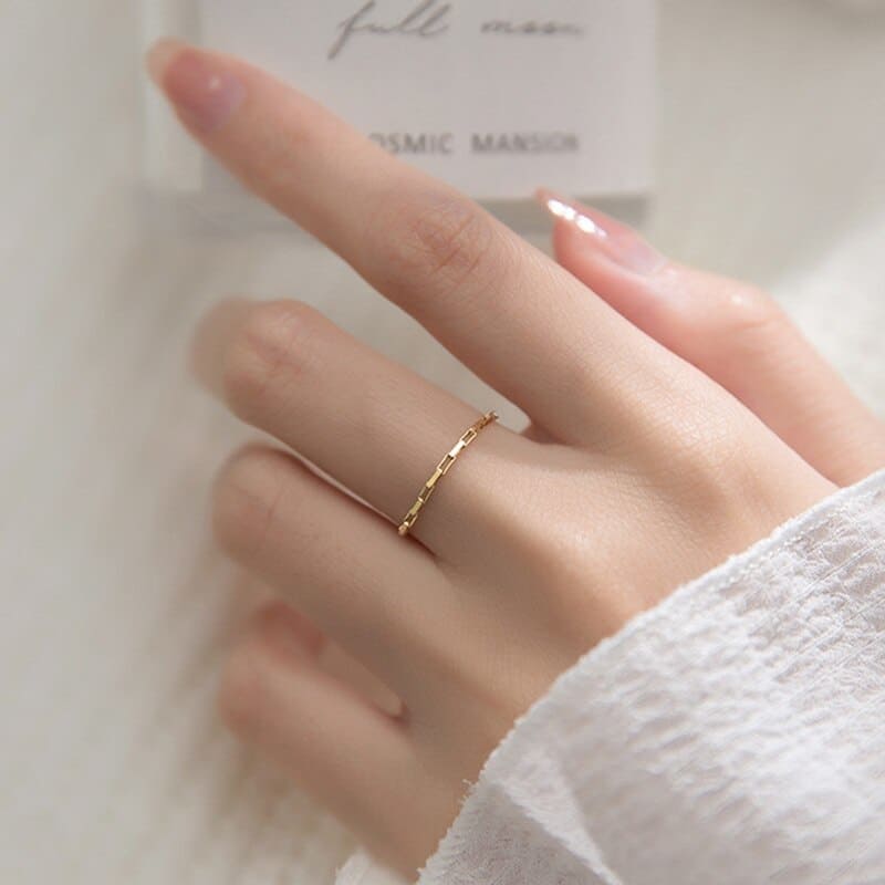 Bague chaine fine argent