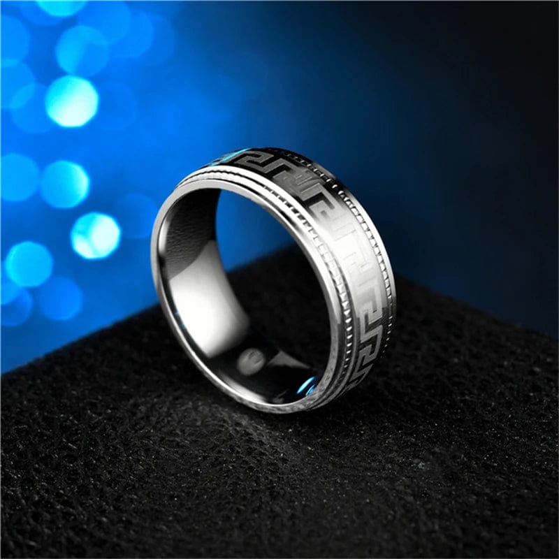 Bague homme motif géométrique