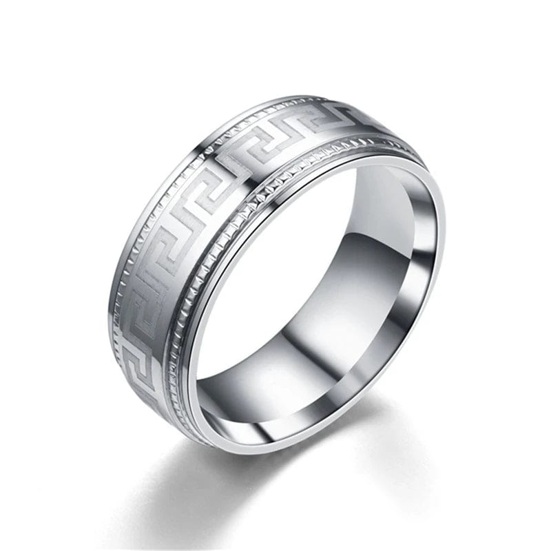 Bague homme motif géométrique