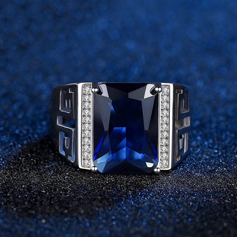 Bague homme pierre bleu