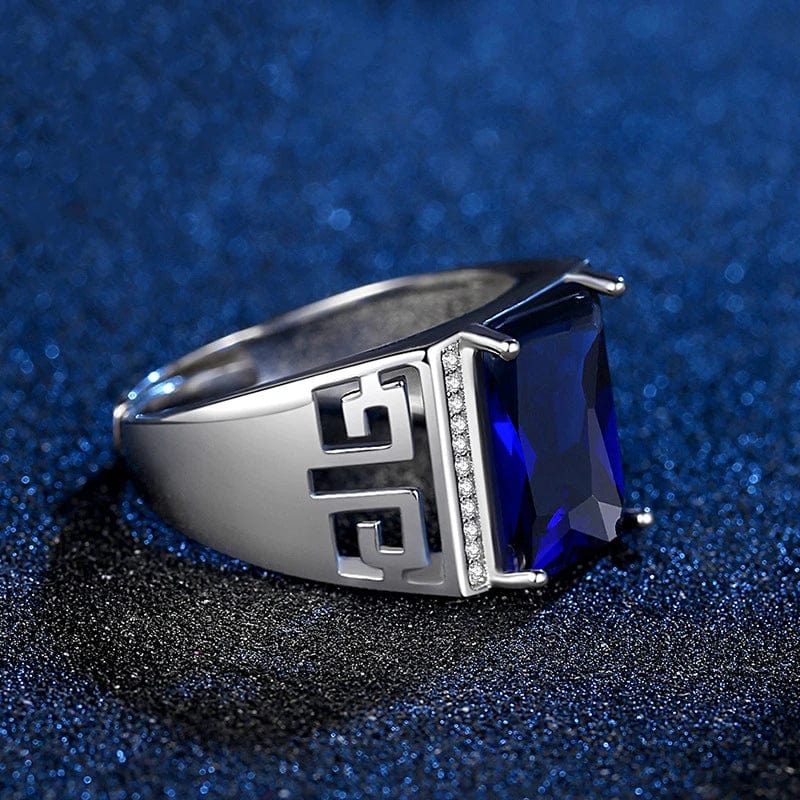 Bague homme pierre bleu