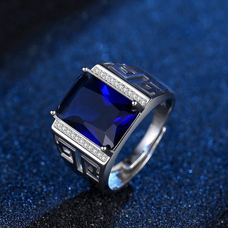 Bague homme pierre bleu