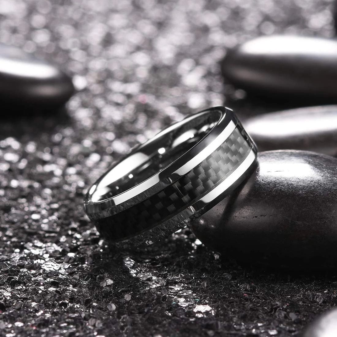 Bague homme titane carbone