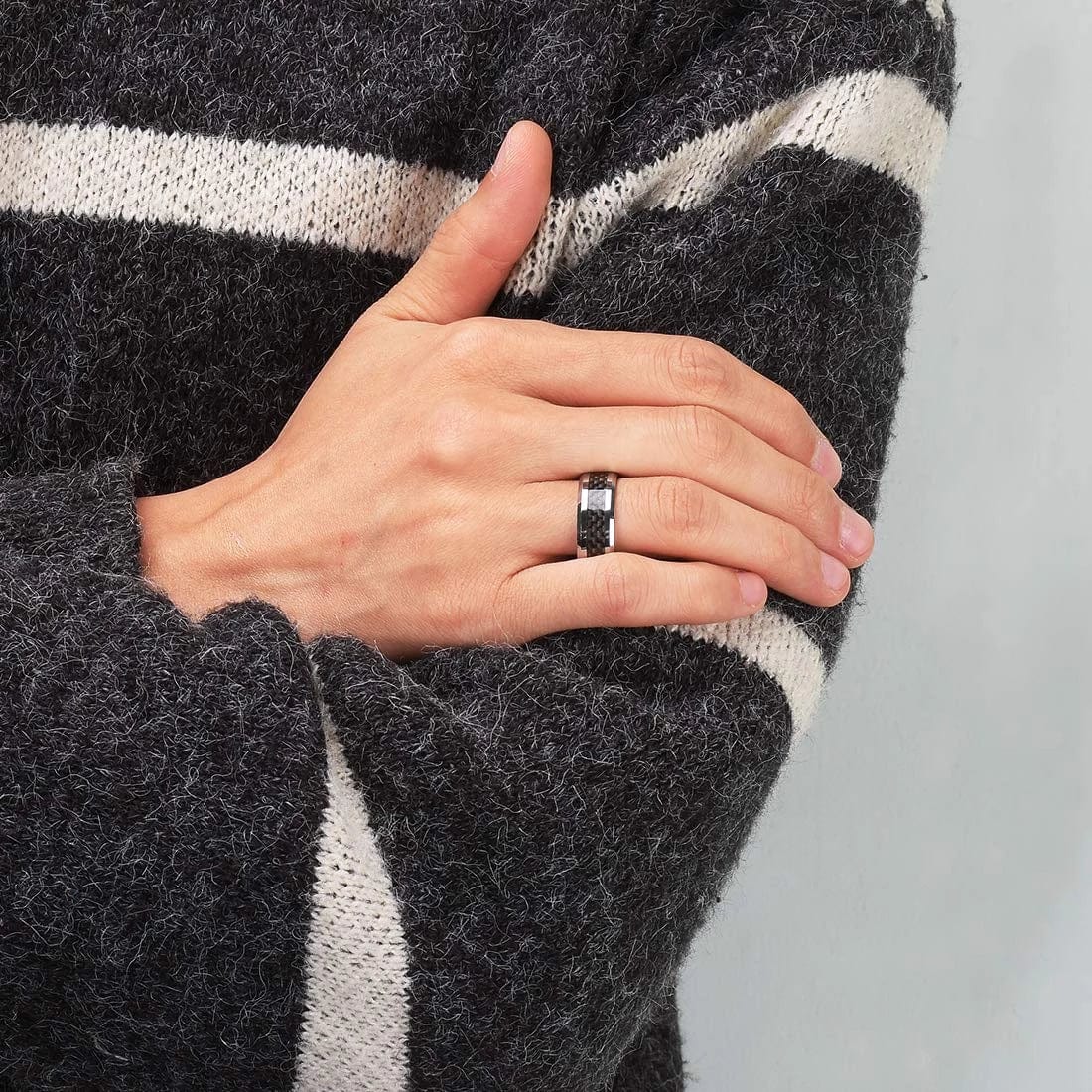 Bague homme titane carbone