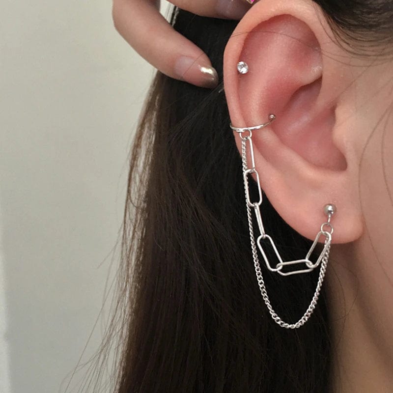 Boucle d&#39;oreille 2 trous argent