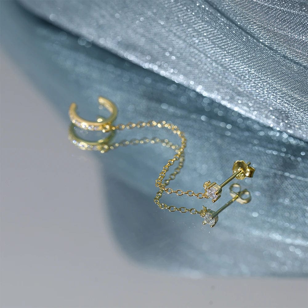 Boucle d&#39;oreille 2 trous chaine