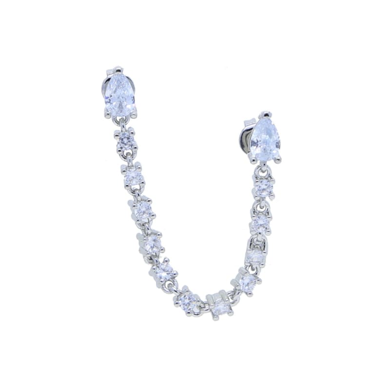 Boucle d'oreille chaine 2 trous avec cristal