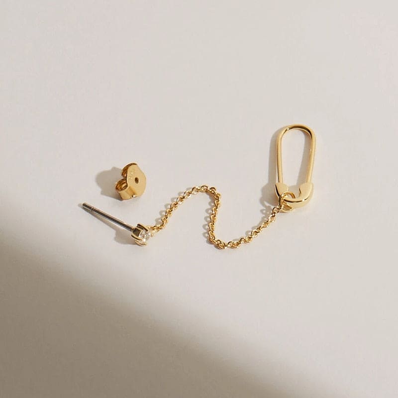 Boucle d&#39;oreille chaine 2 trous originale