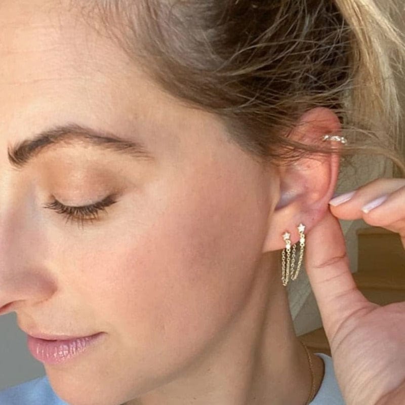 Boucle d'oreille chaine 2 trous vintage