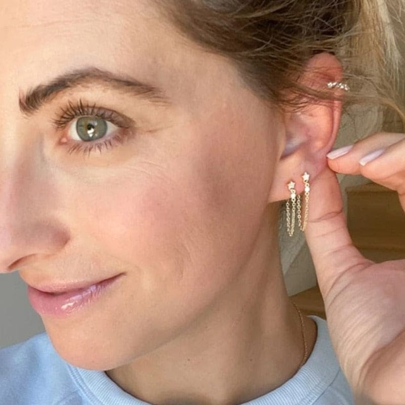 Boucle d&#39;oreille chaine 2 trous vintage