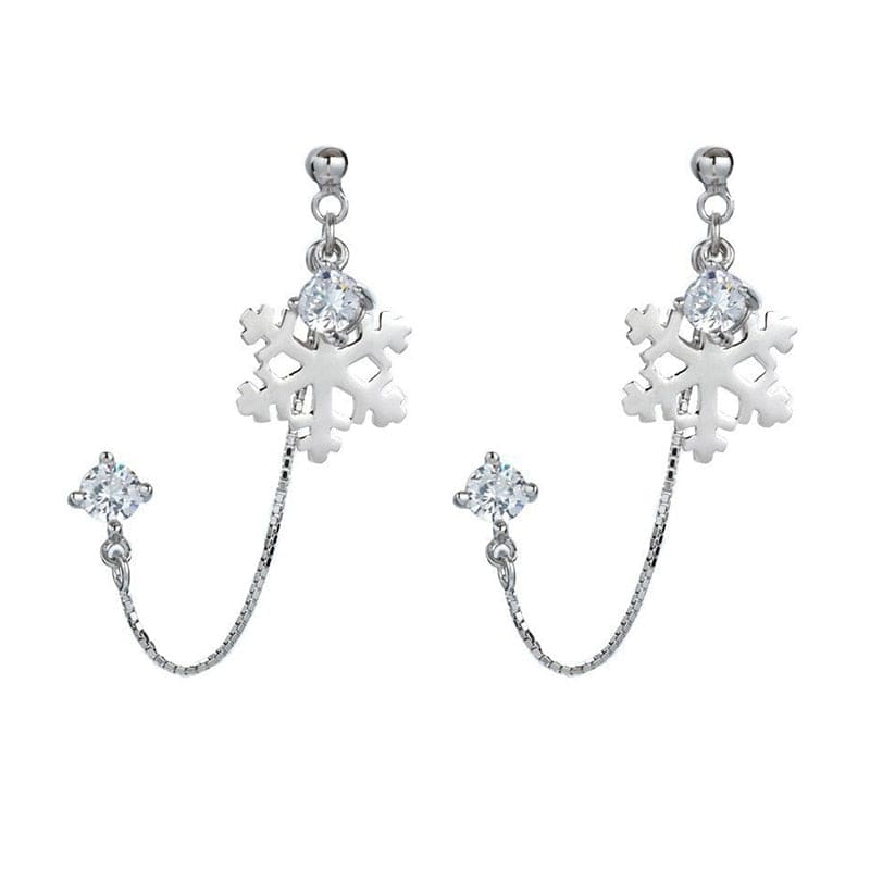 Boucle d'oreille chaine flocon de neige