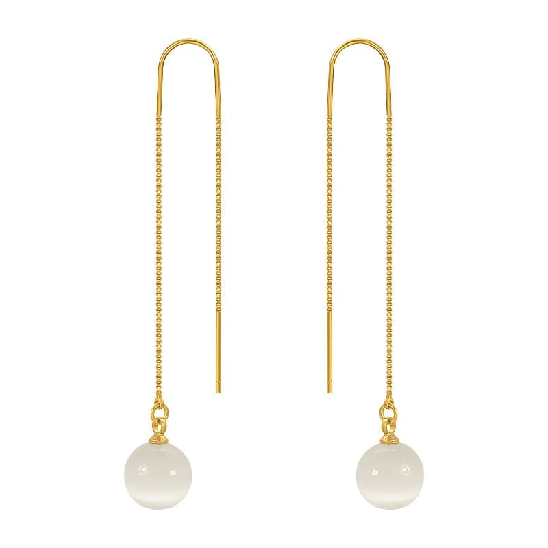 Boucle d'oreille chaine traversante avec perle