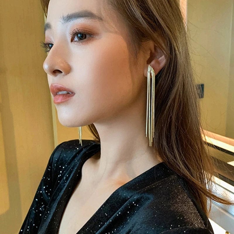 Boucle d'Oreille Longue Multi Chaine