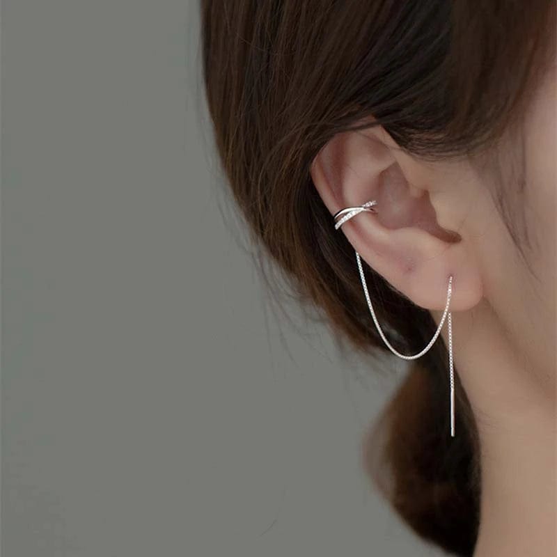 Boucle d'oreille traversante argent
