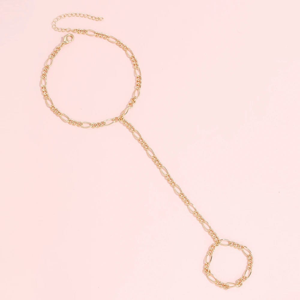 Bracelet Bague Chaine Main en Or