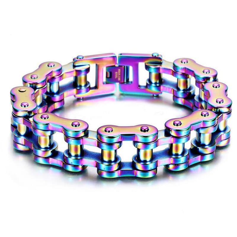 Bracelet chaine de moto arc en ciel